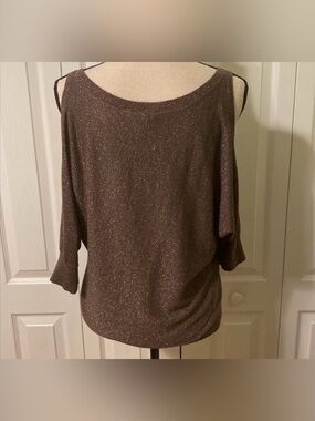 Express Metallic Cold-Shoulder Sweater -/Size Medium